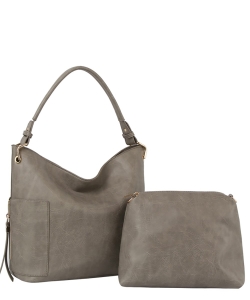 Fashion Side Zip Pocket 2-in-1 Shouler Bag QF-0088-M GRAY